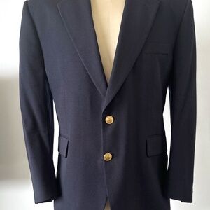 NWT AQUASCUTUM Size 42S Navy Wool Single Breasted Sport Coat Brass Buttons